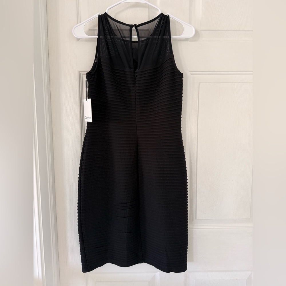 Calvin Klein Black Mesh Textured Sleeveless Sheath Dress Size 10 NWT
